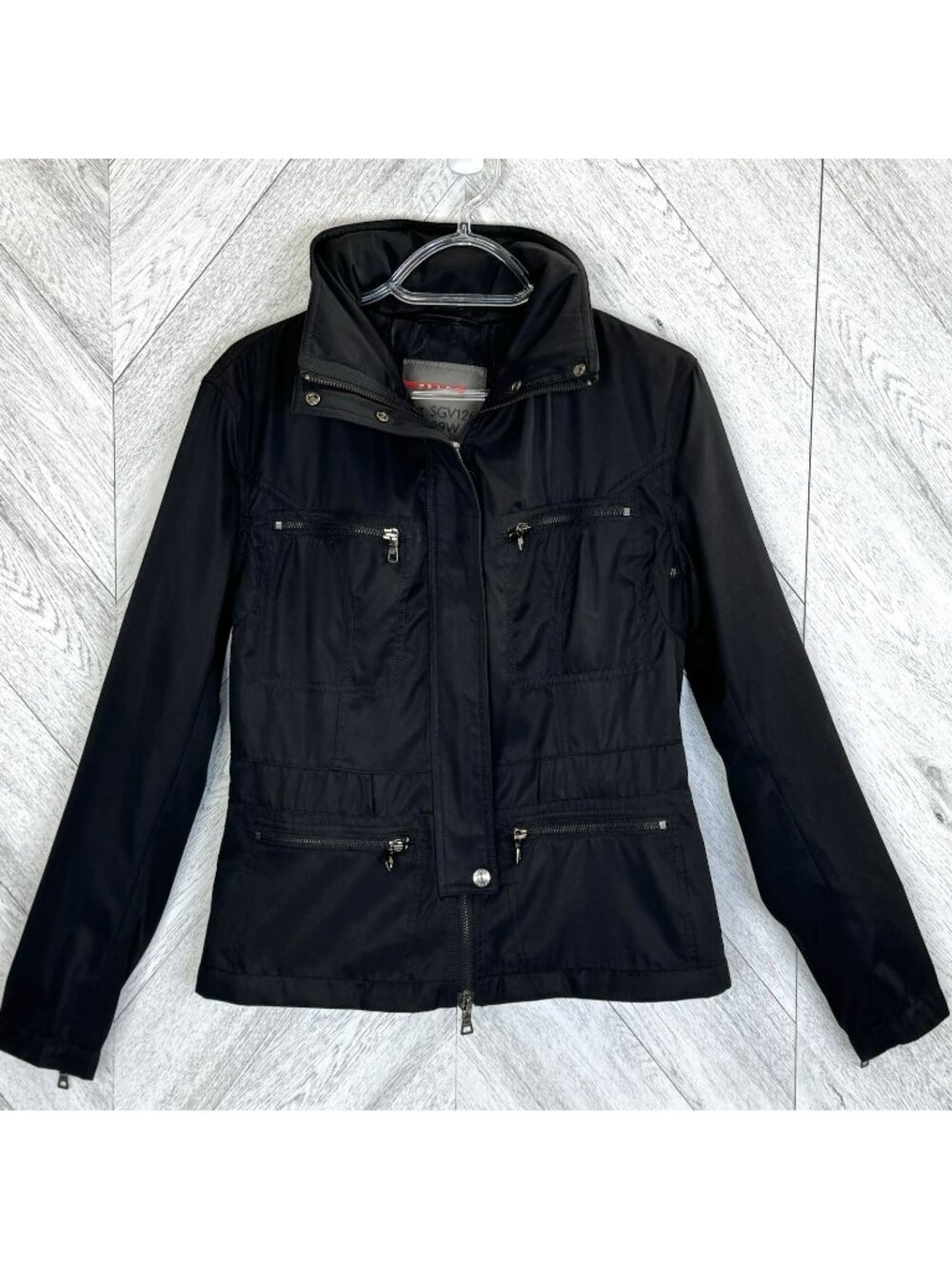 Vintage Y2K Prada Utility Jacket Black Womens Size Medium SGV126 Made in Italy